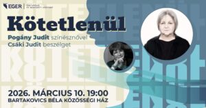 KÖTETLENÜL színházi-irodalmi beszélgetés Pogány Judit színésznővel Csáki Judit színházkritikus, újságíró beszélget Egy kellemes helyszín, egy meghatározó művész, egy megismételhetetlen este - élőben és kötetlenül.
